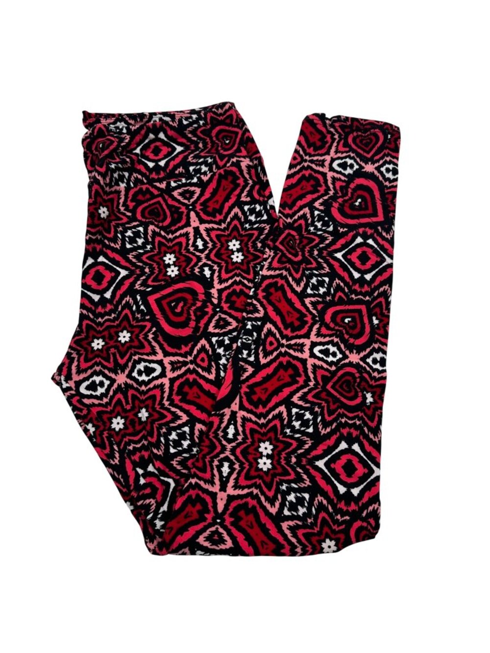 LuLaRoe TC Leggings Womens Tall Curvy Valentines Print Black Red Pink New